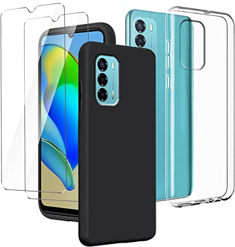 LYZXMY Hülle für ZTE Blade V40 Vita (6.75) Transparent + Schwarz Schutzhülle + [2 Stück] Gehärteter Film Displayschutzfolie - Weich Silikon Flexibel TPU Tasche Case