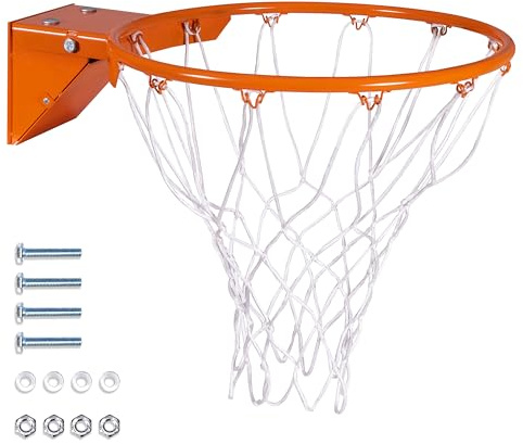 GoSports Universal Regulation 18 Steel Basketball Rim - Choose from Fixed or Breakaway - Use for Replacement or Garage Mount