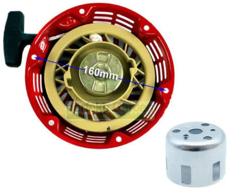 Seilzugstarter + Starterglocke kompatibel mit Honda Motor 5,5-6,5 PS GX120 GX140 GX160 GX200