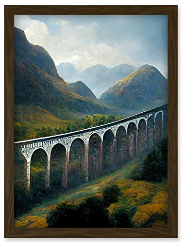 Doppelganger33 LTD Glenfinnan Viaduct Scotland Train Journey Artwork Framed Wall Art Print A4