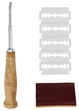 TSLRSA 1 Pcs Coupeur de pain,lame à pain,couteau à pain,coupeur de pâte,avec 5 lames pour la cuisson,la sculpture de pain cru,le marquage des motifs,le couteau de cuisine DIY avec la pâte à pain