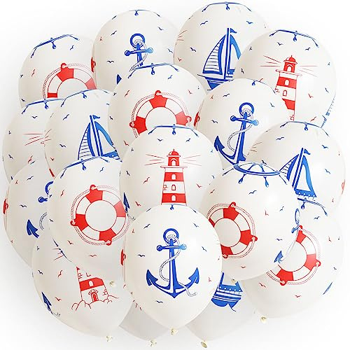 50 Stk. Premium Luftballons Bio Leuchtturm Anker Schiff 12' Ozean Meer Maritim Set