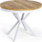 WFL GROUP Table à Manger Extensible Ronde - Table Style Loft avec Pieds en Métal Blancs - 90 à 170 Cm - Table Ronde Style Industriel pour Le Salon - Compacte - 90 Cm - Chêne Craft