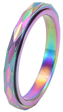 Epinki Verlobungsring Nordisch, Edelstahl Ringe 3MM Rhombus Spinner Hochzeitsringe Frauen, Damenring Bunt Gr.52 (16.6)