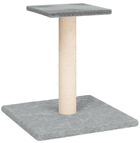 vidaXL Kratzbaum, Katzenbaum mit Plattform Sisal Kratzsäule, Katzenkratzbaum Kletterbaum mit weichem Plüsch, Kletterturm Katzenmöbel, Hellgrau