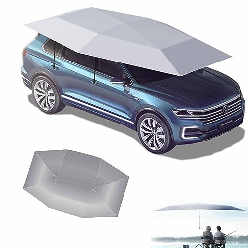 Fahrzeug-Regenschirm-Abdeckung, SUV-Sonnenschutz, winddicht, Carport-Überdachung mit elastischen Haken, Sonnenschutz-Autoabdeckung, beweglicher Carport, automatische, halbautomatische, manuell gefalte