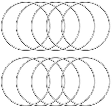 KALIONE Metallringe zum Basteln 10 Stück 12cm Silber Metallringe Metall Ringe Deko für Traumfänger Ring, Makramee Ring, Wickeltechnik, Floristik,Hochzeitskranz,Hoops