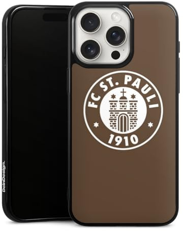 Silikon Hülle kompatibel mit Apple iPhone 15 Pro Max Case schwarz Handyhülle Offizielles Lizenzprodukt FC St. Pauli Wappen