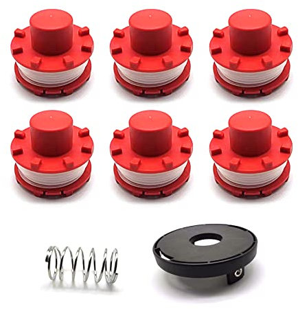 Rasentrimmer-Ersatzspulen Set für Einhell GE-CT 36/30 Li E SOLO AGILLO 36/255 BL AGILLO 18/200 (Ersatz: 3405096), 6 Fadenspulen + 1 Fadenspulenkappen + 1 gefedert