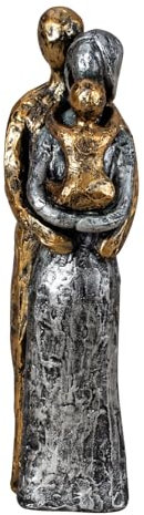 Lifestyle & More Skulptur Familie Vater, Mutter und Kind Silber/Gold aus Polyresin Höhe 23cm Breite 6cm