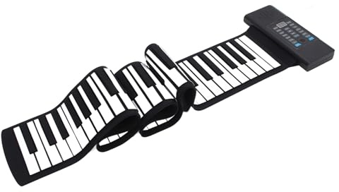88 Tasten Roll Up Piano Tastatur, Tragbares Wiederaufladbares Elektronisches Hand Roll Piano, Keyboard Hand Roll Piano mit 128 Tönen, Rhythmen, 15 Demo Songs, MIDI Funktion