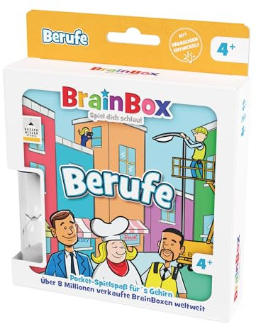 BRAINBOX 2054901 Pocket Edition Berufe, kompaktes Lernspiel, Gedächtnisspiel, Quizspiel, Reisespiel für Kinder ab 4 Jahren