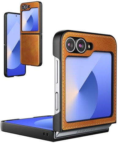 Foluu for Samsung Galaxy Z Flip 6 Leather Case, Ultra Thin Slim PU + Hard PC Durable Protective Phone Cover for Samsung Galaxy Z Flip6 5G 2024 (Yellow)