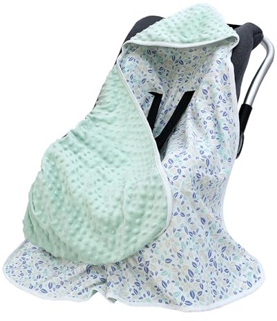 amo nenes Einschlagdecke Babydecke für Babyschale Kinderwagen Kuscheldecke 90 x 90 cm 100% Baumwolle Ganzjahresdecke Universal Baby Decke für Buggy Autositz (Grün)