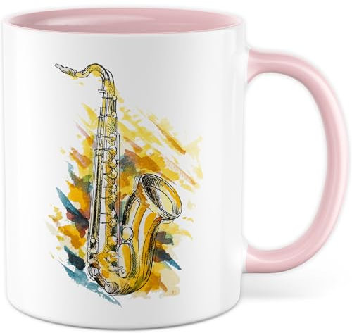 Tasse Saxophon Geschenk, Saxophon Design, Kaffeetasse Hobby Musiker Instrument Holzbläser Band Bandmitglied, Geschenkidee Kaffee-Becher Saxophonliebhaber