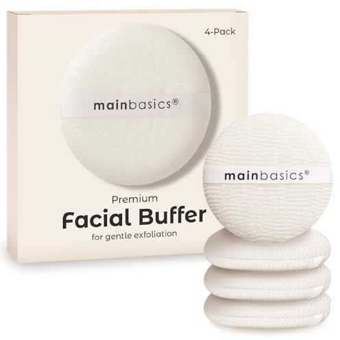 MainBasics Gesichtspeeling-Pads (4er-Pack) – sanftes Peeling, Gesichtsreinigung, Polierschwamm