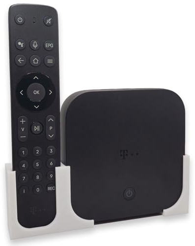 ALYXOR Wandhalterung für Magenta TV One und Fernbedienung - Platzsparende Halterung, einfache Installation, robuste Bauweise - inkl. Klebepads und Schrauben (Weiß, 1.Generation)
