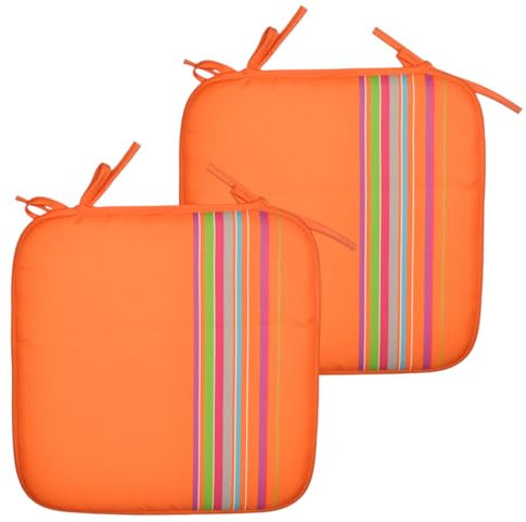 Cojines Acolchados para sillas de Cocina, cojin para terraza, jardín, balcón, Comedor. Tamaño 38x38cm. Cojines Asiento para sillas Interior y Exteriores. (Naranja 2 Pzas)