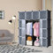 UISEBRT Kleiderschrank Regalsystem 16 Würfel DIY Garderobenschrank Kunststoff Schlafzimmerschrank Steckregal mit Tür und Schuhschrank für Kleidung Bücher Spielzeug - 140x35x140cm Schwarz