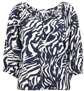 Betty & Co Damen Schlupfbluse mit Print 40, Dark Blue/Nature
