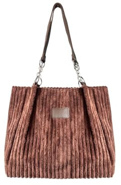 Ulisty Damen Cord Tragetasche Lässig Shopper Umhängetasche Mode Schultertasche Täglich Einkaufstasche Cordtasche Kaffee