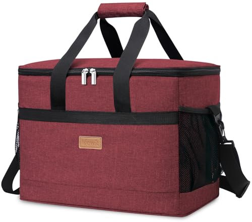 Lifewit Cooler Bag 50 Cans Collapsible and Insulated Large Lunch Bag Leakproof Soft Cooler Portable for Camping/BBQ/Family Outdoor Activities, Wine Red