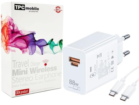 Chargeur secteur Super Charge Dual 88 W pour Huawei Matepad Pro 13,2, Mate 60 RS Ultimate, 60Pro, P60, Honor Magic 6 Pro, Magic 6 Ultimate, Matebook D14, D15