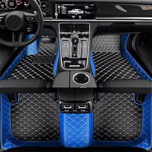 ZSSHUIHH Nach Maß Auto FußMatten für Inspire Ⅵ 2019 2020 2021 2022 2023+, Allwetter Leder Wasserdicht und rutschfest Autoteppich All Inclusive Autofussmatte,- Black with Blue
