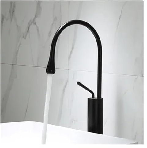 GSZCCZS Badarmatur Schwarz Gold Waschtischarmatur Heiß- und Kaltwaschbeckenarmatur Messingarmatur Küchenarmatur Schwenkbare Spüle Wasserkran Badezimmerwaschbeckenarmatur