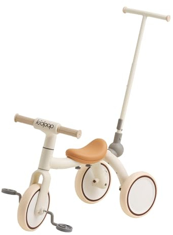 Kidpop 4-in-1 Grow-With-Me Pony Trike for Toddlers, White | Convertible Balance Bike, Tricycle, Push Trike, Scooter, Adjustable Handle, EVA Wheels, Gift for Kids Ages 1-4