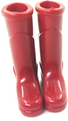 Pesoncarl Puppenschuhe, Dollhouse Regenstiefel Miniatur 1:12 Skala Solid Color DIY Mini Regenschuh Plastik Regenstiefel Dekoration für Puppenhauszubehör, rot