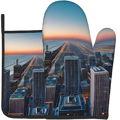 Chicago Illinois USA 1 Print Oven Gloves Potholder Kitchen Cooking Baking Grilling Kitchen Decor Accessories