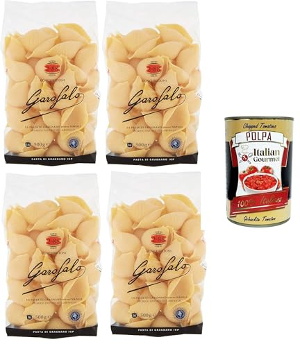Garofalo ConchiglioniN°2-88 Nudeln aus Hartweizengrieß Gragnano IGP 4x500gr+ Italian Gourmet polpa 400g
