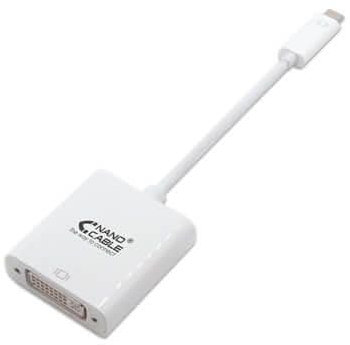 Câble adaptateur USB-C vers DVI-D 0,15 m blanc NanoCABLE. Idéal pour connecter des appareils USB-C à des moniteurs DVI-D, garantissant une excellente qualité vidéo dans un design compact et moderne.