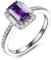Tolldek Ringe Damen 925, Klassisch Rechteck mit Lila Zirkonia Eheringe Sterlingsilber S925, Hochzeitsring Echt Silber Schmuck Hochzeitsband, Gr.51 (16.2)