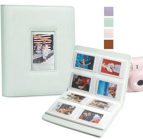 Yootiko Fotoalbum, 288 Taschen 6x9cm Fotos, PU-Einband, Transparente Seiten, klein, Mini, Große Kapazität, Familien-Hochzeitsbilderalben für Kinder, Jungen, Mädchen, Frauen, Männer (Grün)