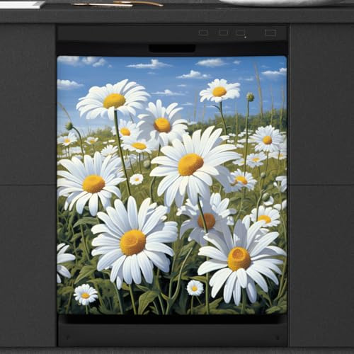Geschirrspüler-Magnetabdeckung, Haustür, dekorativ, Wildblume, Bauernhaus, Pflanze, Land, Natur, botanisch, Kühlschrankabdeckungen, Magnetfolie für Küchengeräte, 58,4 x 66 cm