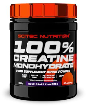 Scitec Nutrition 100% Creatine Monohydrate – Vegan – 3g per Serving – Performance Boost for High-Intensity Workouts – 300 g, Blue Grape