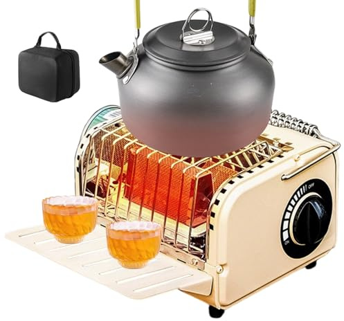 Dewireaey Four à gaz de tente - 1200 W - Avec sac de transport - Chauffage de randonnée portable - Convient pour le camping, la randonnée, l'hiver, la pêche, les loisirs, les pique-niques