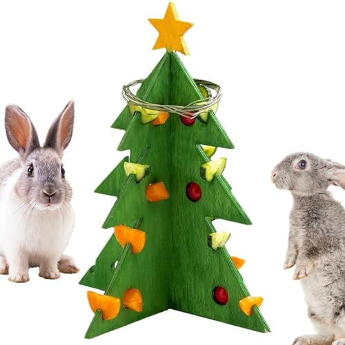 Weihnachtsbaum-Futtersuchspielzeug – Häschen-Puzzlespielzeug, Leckerli-Futterspender Aus Holz | Anreicherndes Gemüseregal, Kauaktivität Für Kleintiere, Interaktiver Futterbaum Mit Urlaubshabitatnutzun