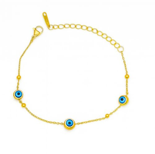 Elbella Hamburg Armband Damen Evil Eye Gold – 14K Vergoldet aus Edelstahl – Wasserfest & Verstellbar – Schmuck Geschenk für Frauen & Freundin – Filigrana-Kollektion