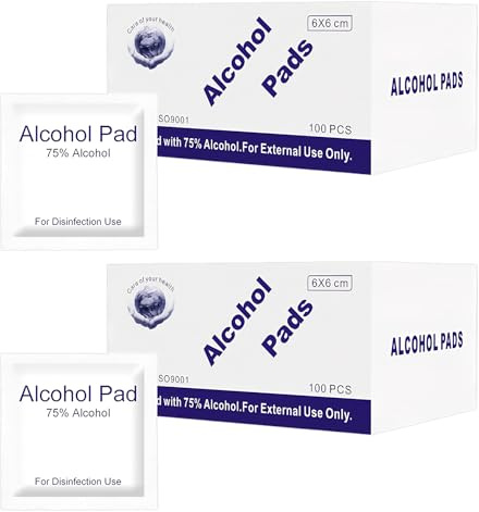 200Pcs Alkoholtupfer Alcohol Wipes Alcohol Pads Alkoholpads Alkoholtücher Alkohol Pads Alkohol Tupfer Einzeln verpackt für Sauber Handy Tastatur Tisch Tischen und Stühlen,6×6cm