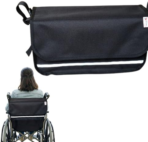 SENIORI Rollator- und Rollstuhltasche – Bequeme Befestigung & viel Stauraum – für Verschiedene Modelle – Mit Reflektor, Klettverschluss & stabiler Form (2. Schwarz, Mini)