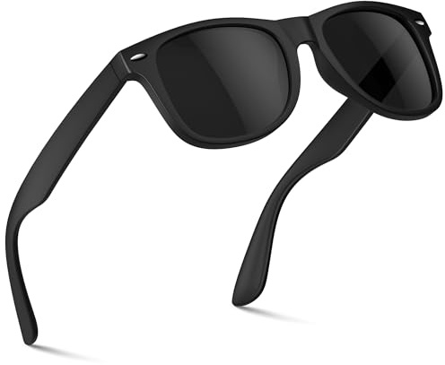 Qoasper Lunettes de Soleil Homme Femme Polarisées Style Vintage Classique, Monture Ultra Légère,Protection UV400, Lunettes de Conduite Haute Définition pour Sport,Pêche,Voyage-1- Noir/Gris