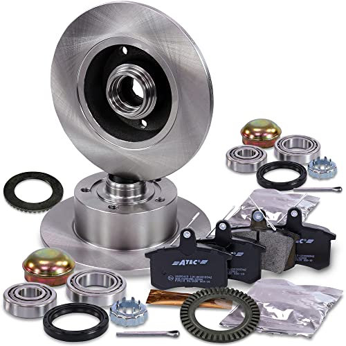 BESTPRICE Bremsenset Hinterachse inkl. Bremsscheiben Ø 245 mm Voll + Bremsbeläge hinten + Radlagersatz mit ABS-Ring, Kompatibel mit AUDI A4 B5 (8D2), A4 B5 Avant (8D5)