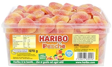 Haribo Pesche, Caramelle Gommose, Gusto Frutta Pesca, Ideali per Feste e Dolci Momenti di Relax - Circa 200 Pezzi [1270gr]