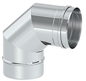 Schornstein - Winkelelement EW einwandig mit 90° Winkel starr, Innendurchmesser 130mm; 0,6mm Wandstärke, Edelstahl