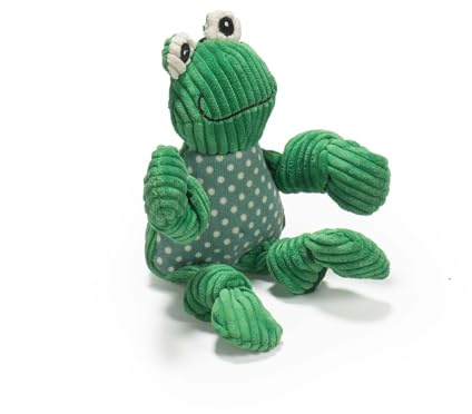 HuggleHounds Knottie Plush Dog Toy - Dog Stuffed Animal Toy, Puppy Toys, Squeaky Dog Toy for Small, Medium & Large Dogs, Durable Plush to Keep Them Busy - Fergie Frog, Small