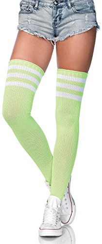 Leg Avenue womens Athletic Three Striped Knee High Socks Neon Green One Size