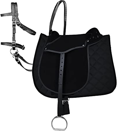 PFIFF 102292 Sattel-Set Komplettausstattung für Ponys und Holzpferde/Plüschpferde, Schwarz